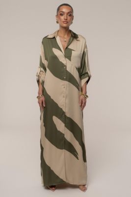 Women's Satin Safari Maxi Dress