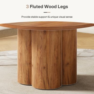 47-Inch Fluted Farmhouse Round Dining Room Table for 4-6 Kitchen Use