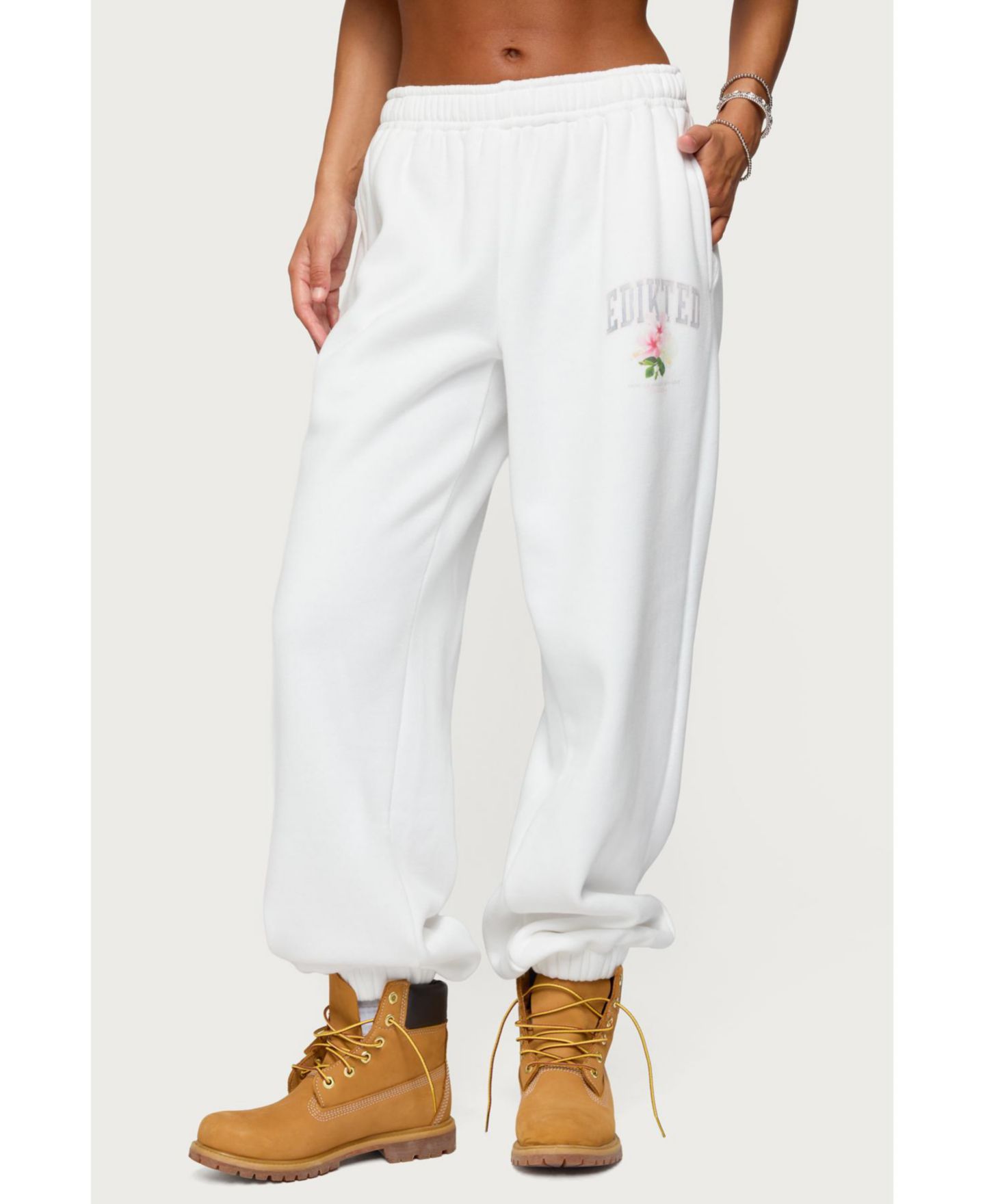 Женские брюки Flerua Edikted Sweatpants, цвет: Белый — фото 1