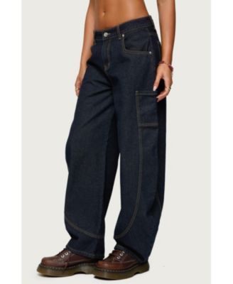 Womens Aden Contrast Stitch Barrel Jeans