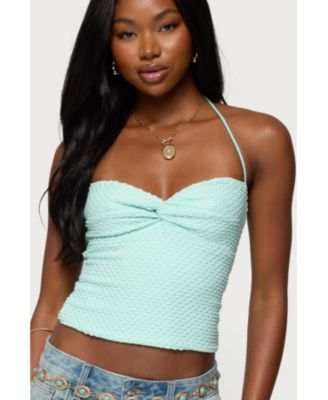 Women's Zoee Twisted Textured Halter Top
