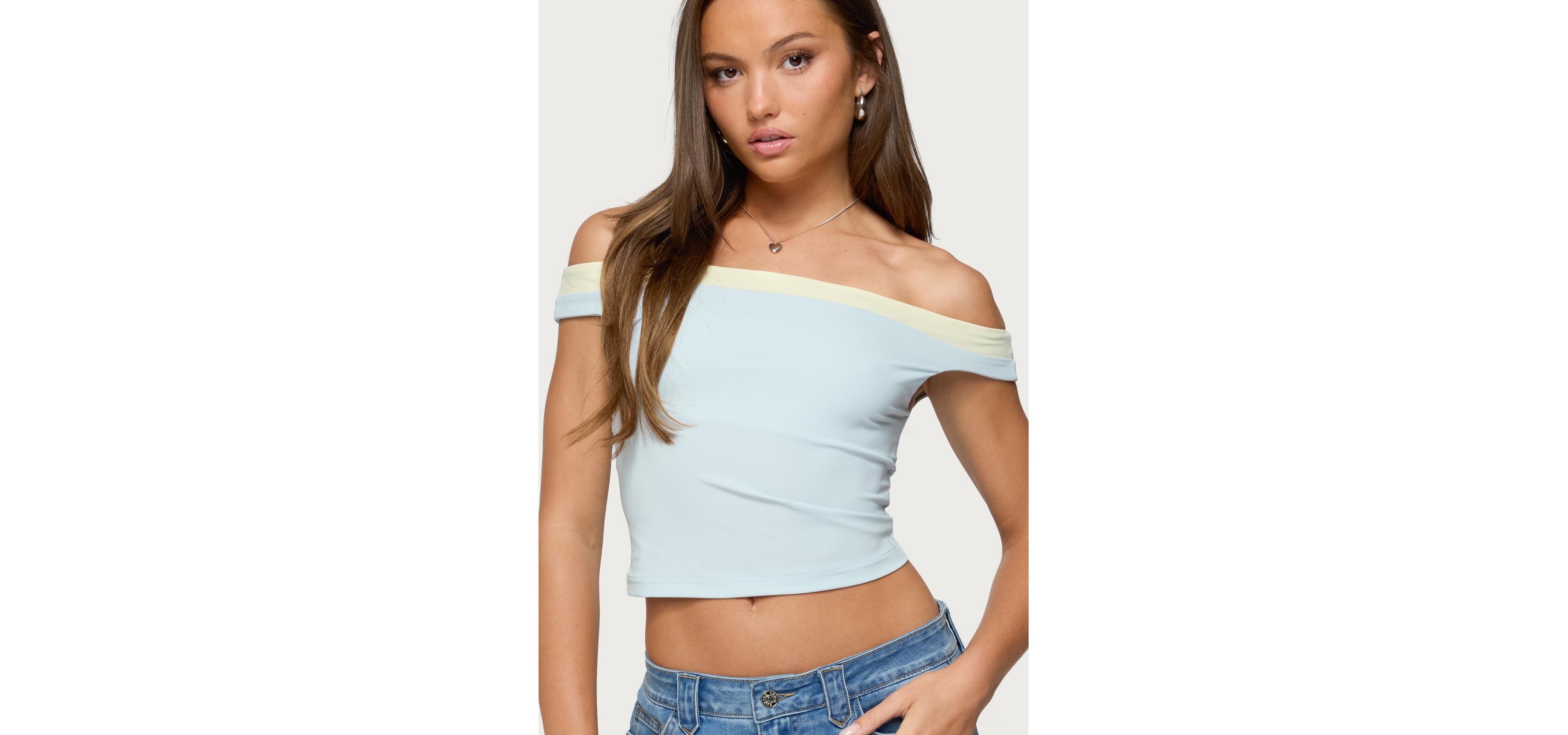 Edikted Womens Strada Contrast Off Shoulder Top