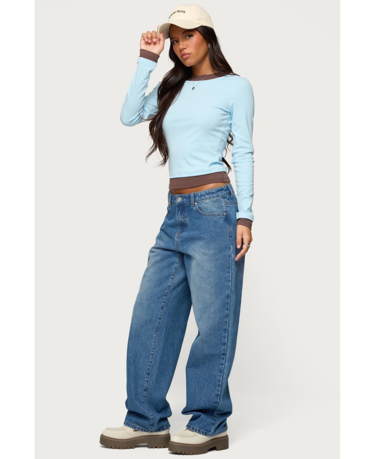 Edikted Women's Contrast Layered Look Long Sleeve T Shirt