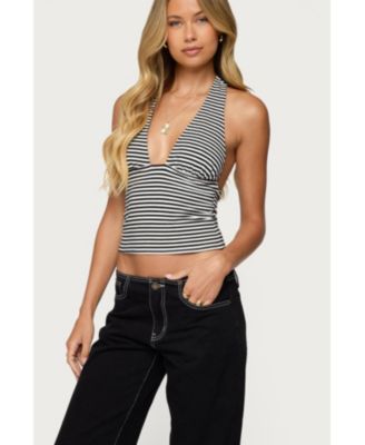 Women's Sage Striped Halter Top