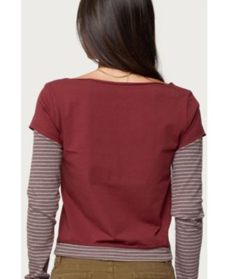 Women's Layered Stripey Long Sleeve T Shirt