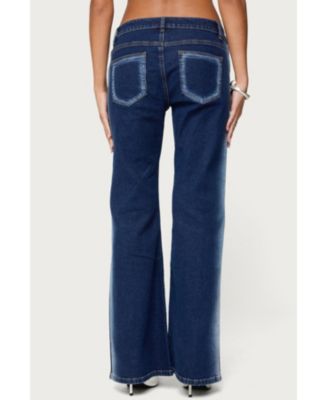 Women's Airbrushed Low Rise Flared Jeans