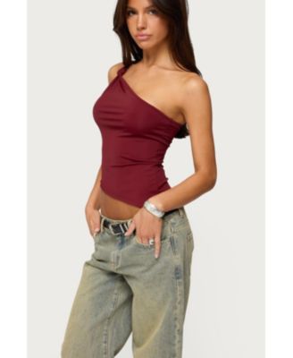 Women's Knotted One Shoulder Asymmetric Top