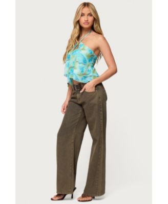 Women's Dragon Lily Layered Chiffon Halter Top