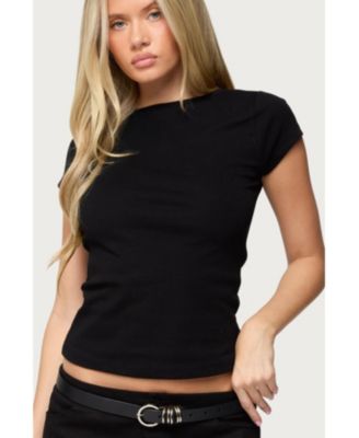 Women's Oliana Ribbed Boat Neck T Shirt