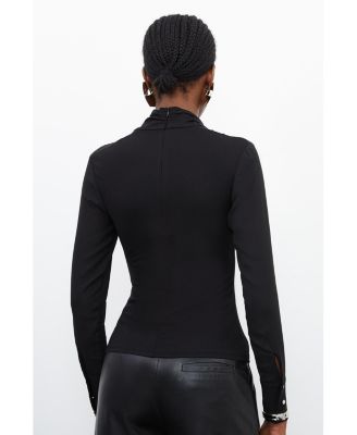 Jersey And Georgette Mix High Neck Top