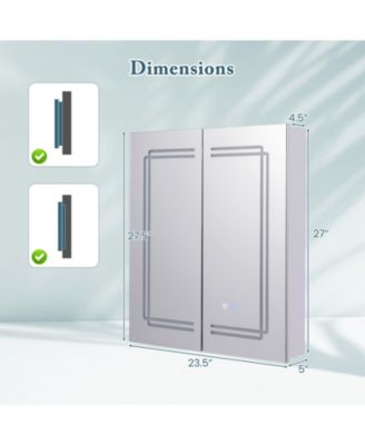 23.5 x 27.5 Inch Bathroom Medicine Cabinet w/ Mirror LED Lighted Mirror Cabinet