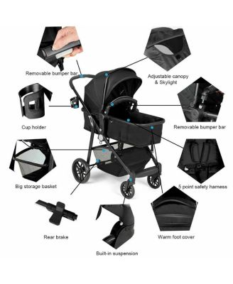 2 In1 Foldable Baby Stroller Kids Travel Newborn Infant