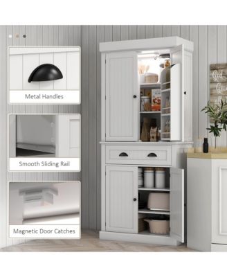 Freestanding Kitchen Storage Cabinet with Doors and Shelves for Organized Pantry