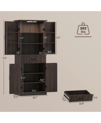 Stylish Kitchen Storage Cabinet with Ample Shelves for Pantry and Dining Room Storage