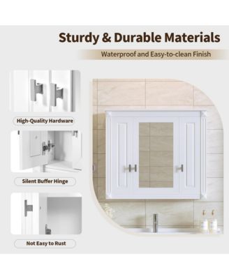 1Pc MDF & Iron Mirrored Door, 4 Shelves & Wall-Mounted Design Medicine Cabinet