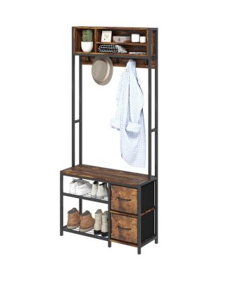Shoe Storage Cabinet and Hall Tree Combo for Organized Entryway and Shoes