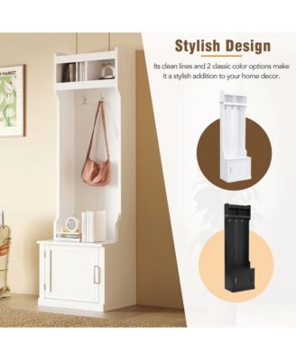 Elegant Hall Tree with Cabinet Coat Rack and Storage Bench