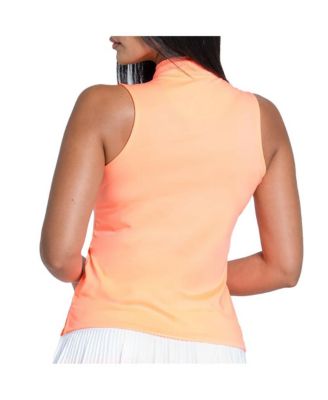 Pleated Placket Sleeveless Womens Golf Polo
