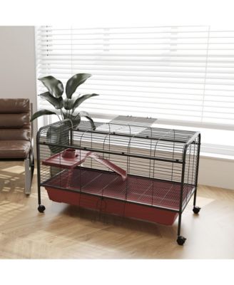 41"L Small Animal Cage Rabbit Hutch with Feeder