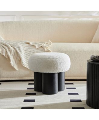 Modern Mushroom Ottoman with Wool Cushion, Footstool, Upholstered Seat for Living Room or Bedroom-The Pop Home