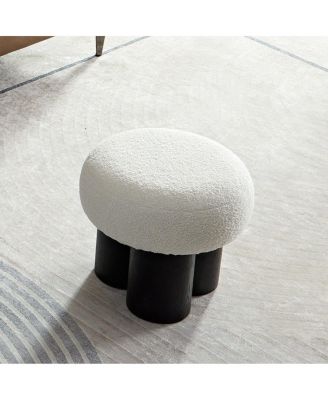 Modern Mushroom Ottoman with Wool Cushion, Footstool, Upholstered Seat for Living Room or Bedroom-The Pop Home
