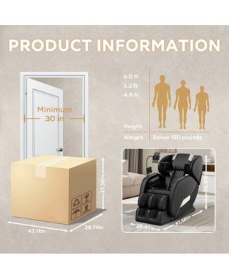 Full Body Massage Chair with Heat & Air Compression, Zero Gravity Recliner with Foot Rollers, Bluetooth & LED Lights-Maison Boucle