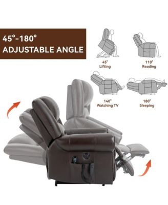 Dual Motor Power Lift Recliner with Massage & Heat, Leather Electric Chair with USB & Infinite Positions-Maison Boucle