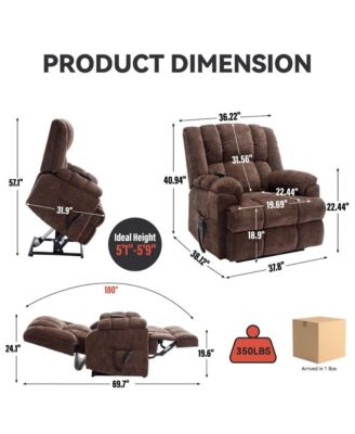 Power Lift Recliner Chair for Heavy People with Dual Motors, Heat & Massage, 350 LBS Capacity Recliner-Maison Boucle
