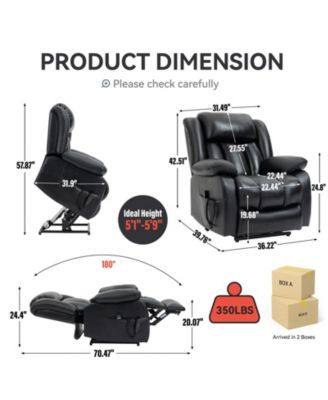 Genuine Leather Power Lift Recliner for Seniors, Dual Motor Chair with 8-Point Massage, Heat & Infinite Position