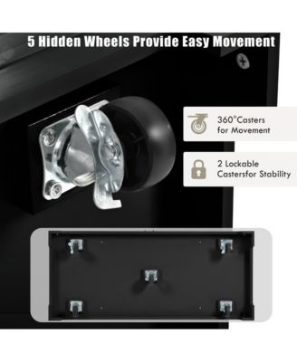 Rolling Kitchen Island with Trash Bin Cabinet, Power Outlet, 3 Drawers, Side Spice Racks, Solid Wood Top, Lockable Wheels