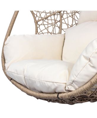 Natural PE Wicker Egg Swing Chair with Cushion and Steel Stand