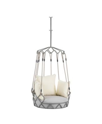 Outdoor Floating Swing Chair with 8 Inch Waterproof Cushion 300lb Capacity