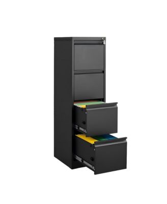 4 Drawer, Metal, Vertical File Cabinet with lock for home office storage—fits Letter, A4 & Legal size files.