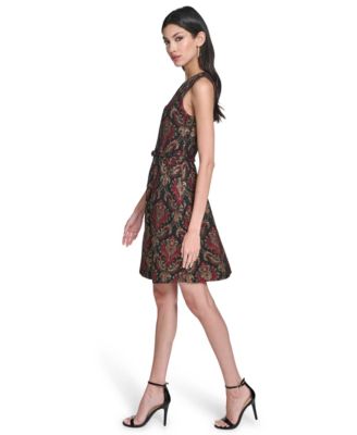 Petite Jacquard Fit and Flare Short Dress