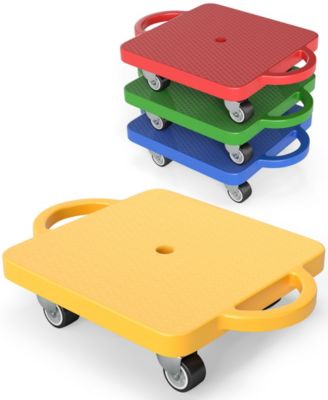 4/6-Pack Kids Sitting Scooter Set with Handles and Non-marring Universal Casters