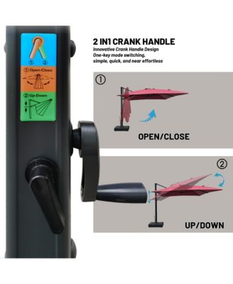 10 ft 360° Rotation Outdoor Patio Cantilever Umbrella Square with Base