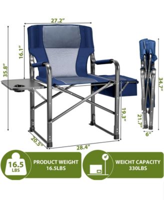Camping Chair Oversized Beach Chair with Cooler Bag, Fold-Out Side Table, Cup Holder