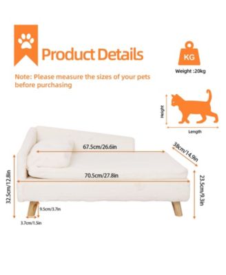 L Shaped Elevated Waterproof Pet Bed with Soft Removable Cushion Mat and Pillow