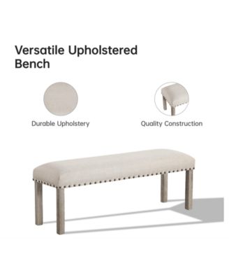 Dining Table Set for 6, 6 Piece Farmhouse Dining Set, Country Style Kitchen Table, 4 Upholstered Chairs & Bench