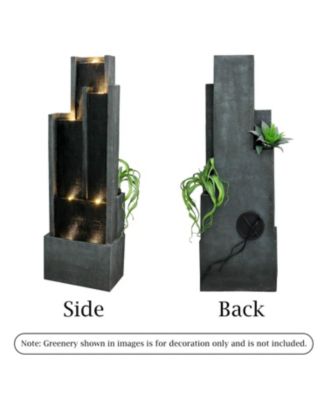 5-Tier Modern Water Fountain, Indoor/Outdoor Resin Water Fountains with Soothing Water Sounds & Warm LED Light, Perfect for Garden, Patio, Home & Office