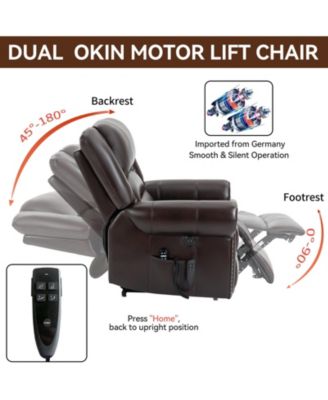 Power Lift Recliner Chair Heat Massage Dual Motor Infinite Position Up to 350 LBS