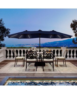 15 ft. Outdoor Rectangular Crank Market Umbrella Patio Umbrella