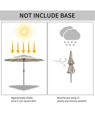 3-Tier Patio Umbrella with Led Lights 10ft Outdoor Patio Table Umbrella Large Umbrella Pool Umbrella For Deck, Pool, Garden, Patio