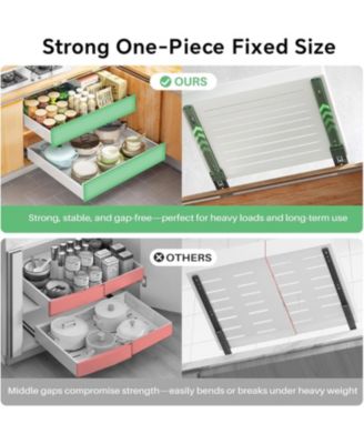Pull out Cabinet Organizer, 21"Deep, 11.8"Wide Full-Extension Heavy Duty Slide out Drawers with Nano Adhesive, Roll Out Shelves Sliding Cabinet for Kitchen, Bathroom, Pantry,Under Sink Storage(White)