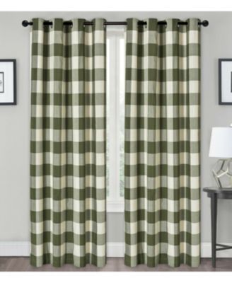 Country Farmhouse Living Classic Buffalo Plaid Checkered Single Grommet Top Window Curtain Panel - 54 in. W x 84 in. L, Linen