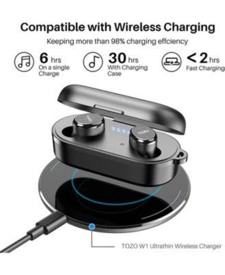 T10S Bluetooth Wireless Earbuds, Waterproof, Touch Controls with Wireless Charging Case - Blue