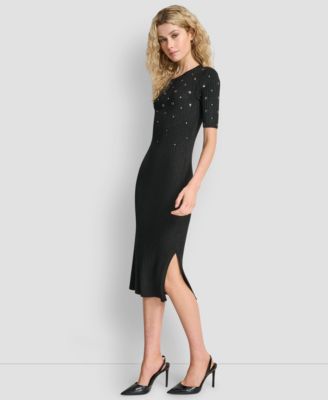 Women's Studded Sweater Pull On Dress