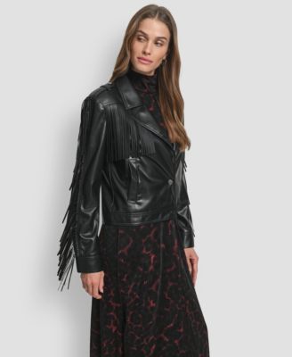 Women's Fringe Detail Crop Collared Jacket