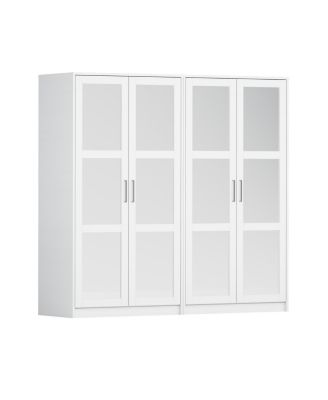 100% Solid Wood Urban 4-Door Wardrobe with Mirrored Doors