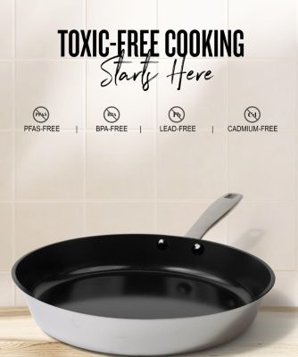 ALVA Maestro Nonstick Stainless Steel Frying Pan - Easy to Clean, Oven Safe and Made without PFAS, PFOA & PTFE